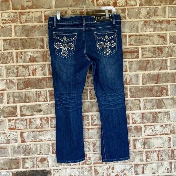 Premiere Distressed Bling Cross Pocket Jeans - Picture 10 of 12